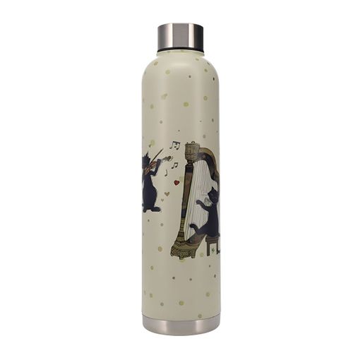 Bouteille Isotherme Beige En Inox Chat Musicien 750 Ml