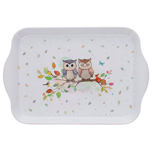 Mini Plateau En Mélamine Couple De Hiboux Et Écureuil