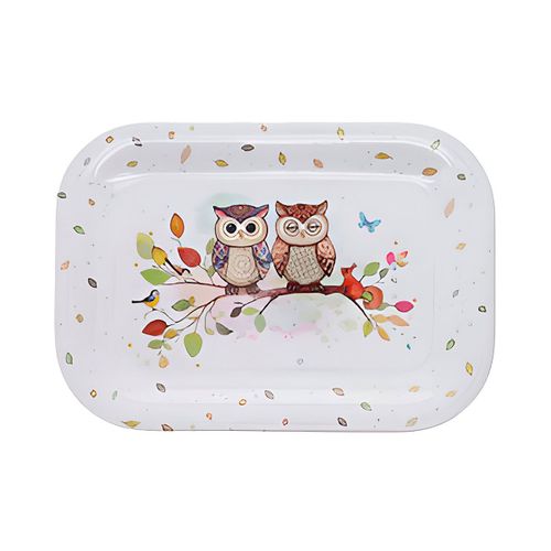 Mini Plateau En Mélamine Couple De Hiboux