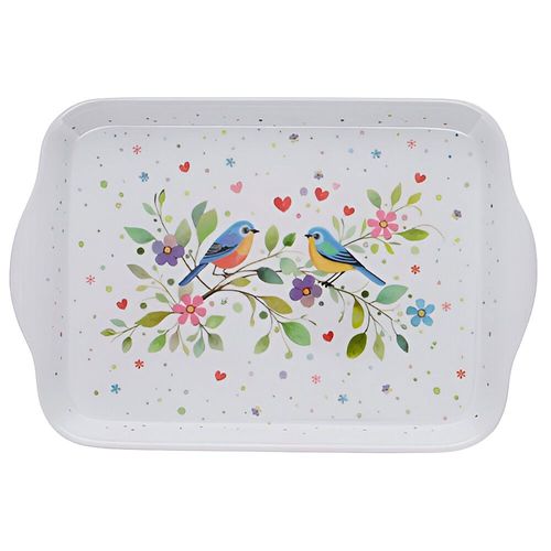 Mini Plateau En Mélamine Couple D'oiseaux Colorés