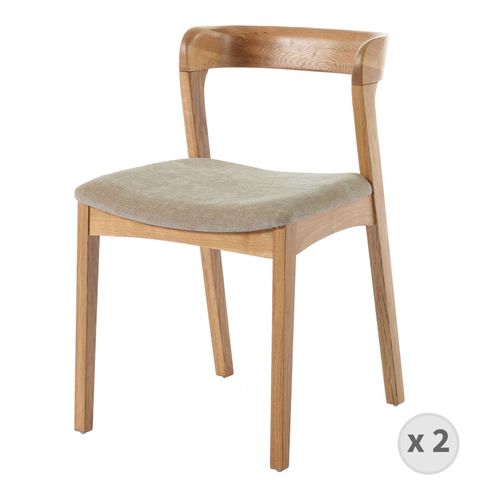 Tina-Chaise En Chêne Massif Et Tissu Bliss Sable (X2)