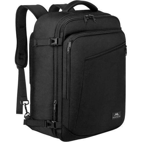 GOTHICANA BY EMPSac Air France Cabine 55X35X25, 50L Extensible Sac À Dos Voyage Cabine Avion, Bagage À Main Pour Ordinateur 18 Pouces Grand Travel Backpack Pour Homme Femme Travail Loisir École, Noir