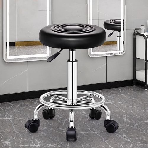 Tabouret Pivotant Réglable - Coussin Similicuir, Structure Métal Noir, Usage Salon/Boutique