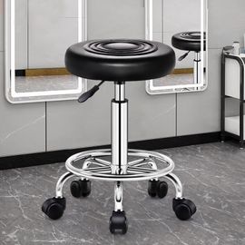 Tabouret Pivotant Réglable - Coussin Similicuir, Structure Métal Noir, Usage Salon/Boutique