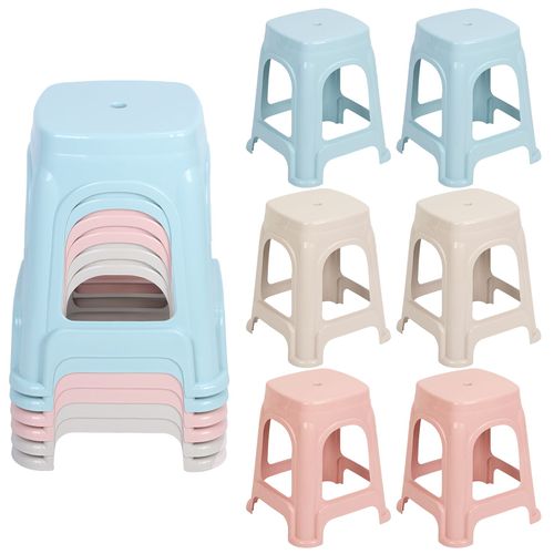 Tabourets De Salle De Classe Empilables, Chaises D'enseignant En Plastique, Tabourets Décoratifs Flexibles Pour L'intérieur Et L'extérieur, Chaises De Salle De Classe Rondes Pour La Maison, Le Bureau Et L'école (2pcs Rose, 2pcs Bleu Clair, 2pcs Kaki)