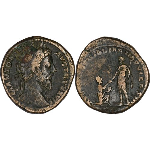 Rome - Sesterce - Marc Aurele - 172 Ad - Marc Aurèle Relevant L'Italie - Tres Rare - 28.65 G. - Ric.1077(S) - 25-203