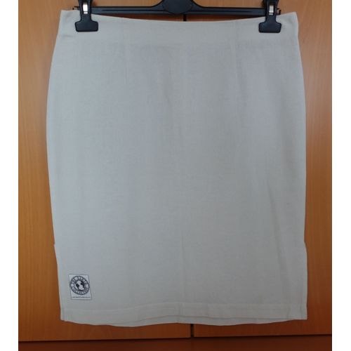 Jupe Droite Taille Xl Soie Et Coton Genoux Crème