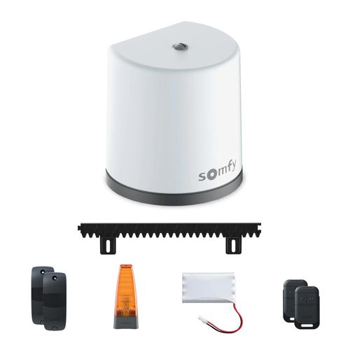 Motorisation de portail coulissant Freevia Essential RTS - Livrée avec 2 télécommandes Keypop, feu clignotant, 4m de crémaillère et batterie de secours - Compatible app TaHoma