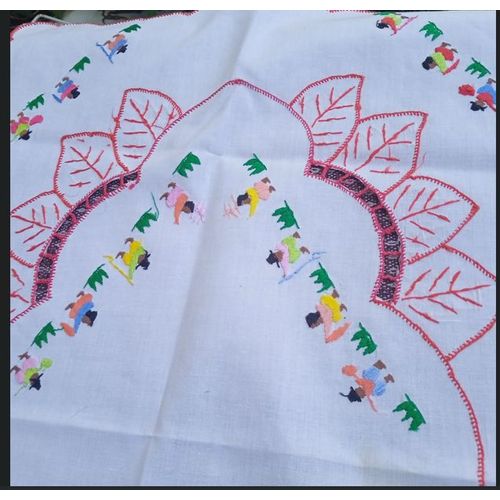 Napperon Rectangulaire - Brodé Main - Art Africain - Petits Personnages - 70 x 40 cm environ