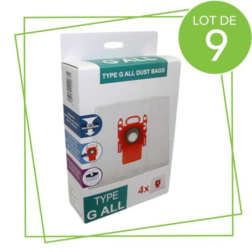 SOS Accessoire Lot de 9 boîtes de 4 sacs type G 270 x 60 mm pour Aspirateur SOS Accessoire 00576334,17000940 Aspirateur (00576334,17000940 BOSCH ENTRONIC GIRMI SIEMENS UFESA)