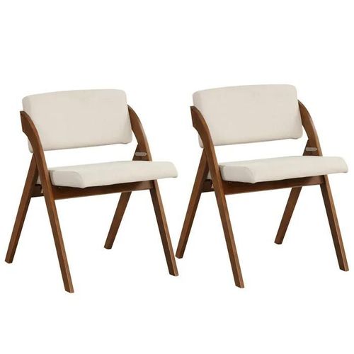 Costway Lot De 2 Chaises À Manger Pliable Avec Pieds En Bois De Caoutchouc Siège Et Dossier Rembourrés, Siège 47 X 47 Cm Rouge