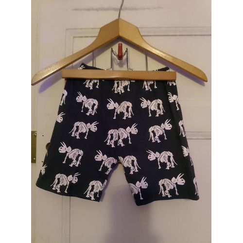 Short Noir Motifs Dinosaures Blancs 6 Ans.