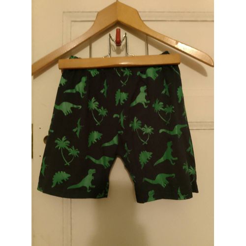 Short Noir Motifs Dinosaures Verts 6 Ans.