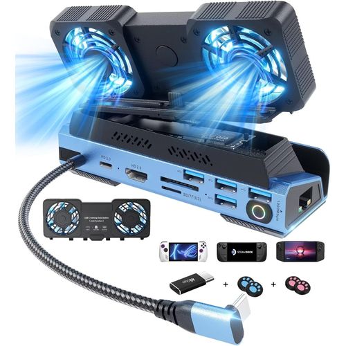 Station d'accueil 14 en 1 avec boîtier M.2 NVMe, 4K @ 60 Hz, Ethernet 1000 Mo, SD/TF, 4 USB A, 100 PD de charge 40 Gbit/s pour Steam Deck/Rog Ally/Switch/Legion Go