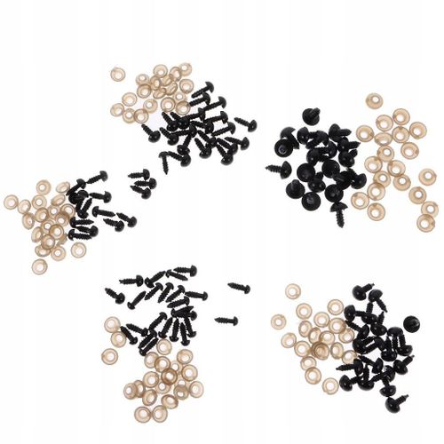 Lot De 100 Yeux De Sécurité Noirs Solides Pour Ours En Peluche, 5 Tailles