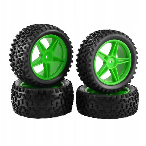 Lot De 4 Jantes Et Pneus De Voiture Rc Pour Buggy 1/10, Vert