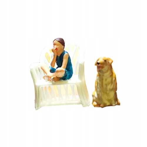 1/64 Lecture Figure Modèle Disposition Décoration Collections Fille Femme Et Chien