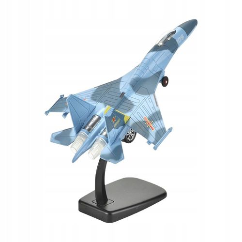 Avion de chasse russe SU35 bleu moulé sous pression au 1/100