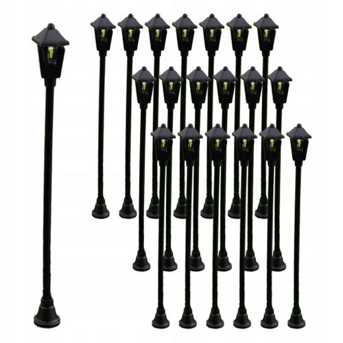 Lot de 20 lampadaires de train miniatures 1:100, style jardin féerique B