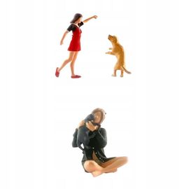 Magideal 2 Pièces 1:64 Figurine Dressage Animaux Scène Modélisme Ferroviaire Diorama Échelle S