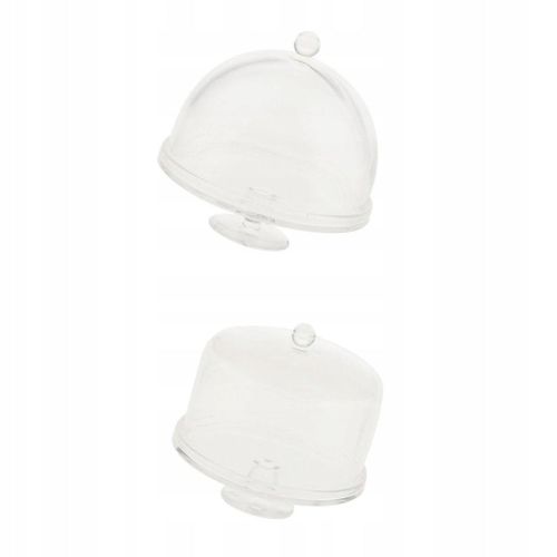 Lot De 2 Assiettes À Gâteau Miniatures Transparentes Avec Couvercle Pour Maison De Poupée 1:12