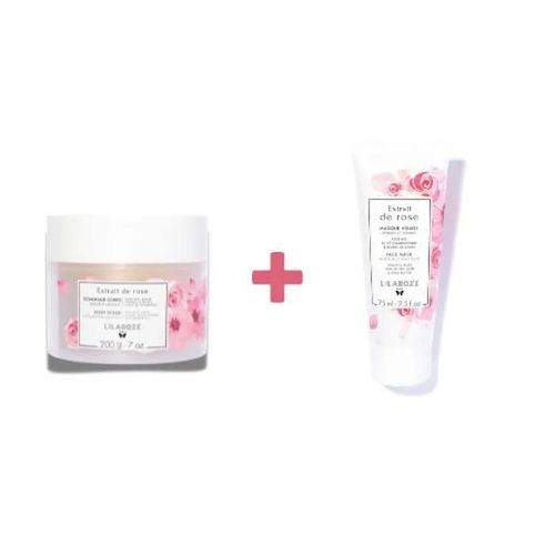 Lilaroze Paris Pack Gommage Corps Extrait De Rose Bio + Masque Visage Extrait De Rose Hydrate Et Tonifie 