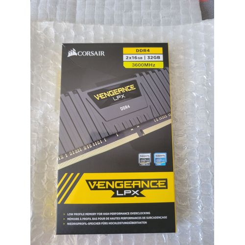 Mémoire RAM Corsair Vengeance LPX - DDR4 - kit - 32 Go: 2 x 16 Go - DIMM 288 broches - 3600 MHz / PC4-28800 - CL18 - 1.35 V - mémoire sans tampon - non ECC - noir