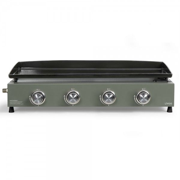Plancha électrique Inox Livoo 2800W - 51x36 Cm, 2 Thermostats Réglables Jusqu'à 300°C, Plaque Amovible Lavable Au Lave-vaisselle