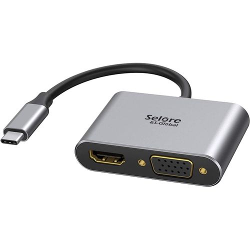 Adaptateur Usb C Vers Hdmi Vga, Adaptateur Usb Type C Vers Vga Hdmi Adaptateur Thunderbolt 3 Vga Pour Macbook Pro/Ipad Pro/Air 2020 2019 2018, Dell Xps 13/15, Surface Pro, Galaxy S[PCOM4282631]