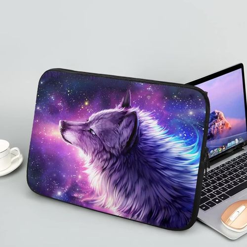 Housse Pour Ordinateur Portable Galaxy Wolf Pour Homme Sac Fourre-Tout Durable Pour Ordinateur Portable De 12" Pour Voyage D'Affaires Mallette Ciel Étoilé[PCOM4287501]