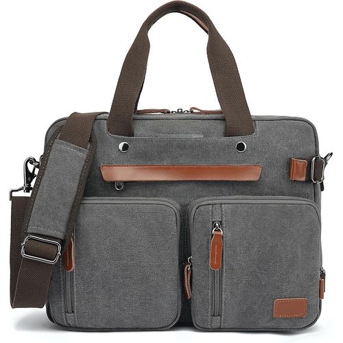 17.3 Pouces Sacoche D'Ordinateur Portable Convertible Sac À Bandoulière Sac À Main Porte Document D'Affaires Sac À Dos De Voyage Pour Ordinateur Portable Hommes Business(Toile Gris[PCOM4287329]