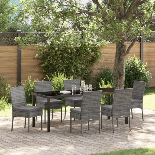 Vidaxl Set De Salle À Manger De Jardin 7 Pièces Gris Poly Rattan