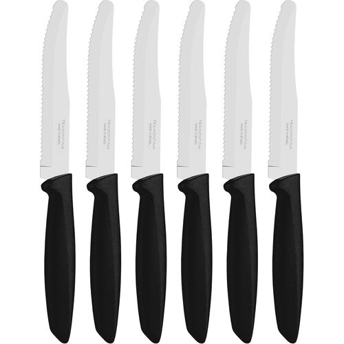 SHIBA-Lot de 6 couteaux à fruits/tomates (noir, pointe arrondie)[1355]