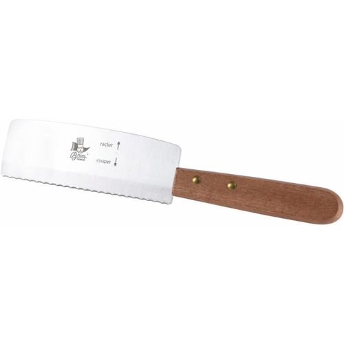 SHIBA-LOUIS TELLIER - Couteau à Raclette en acier inoxydable - Couteau spécial raclette métal et bois - 24,5 x 1,5 x 4,5 cm - Côté[3