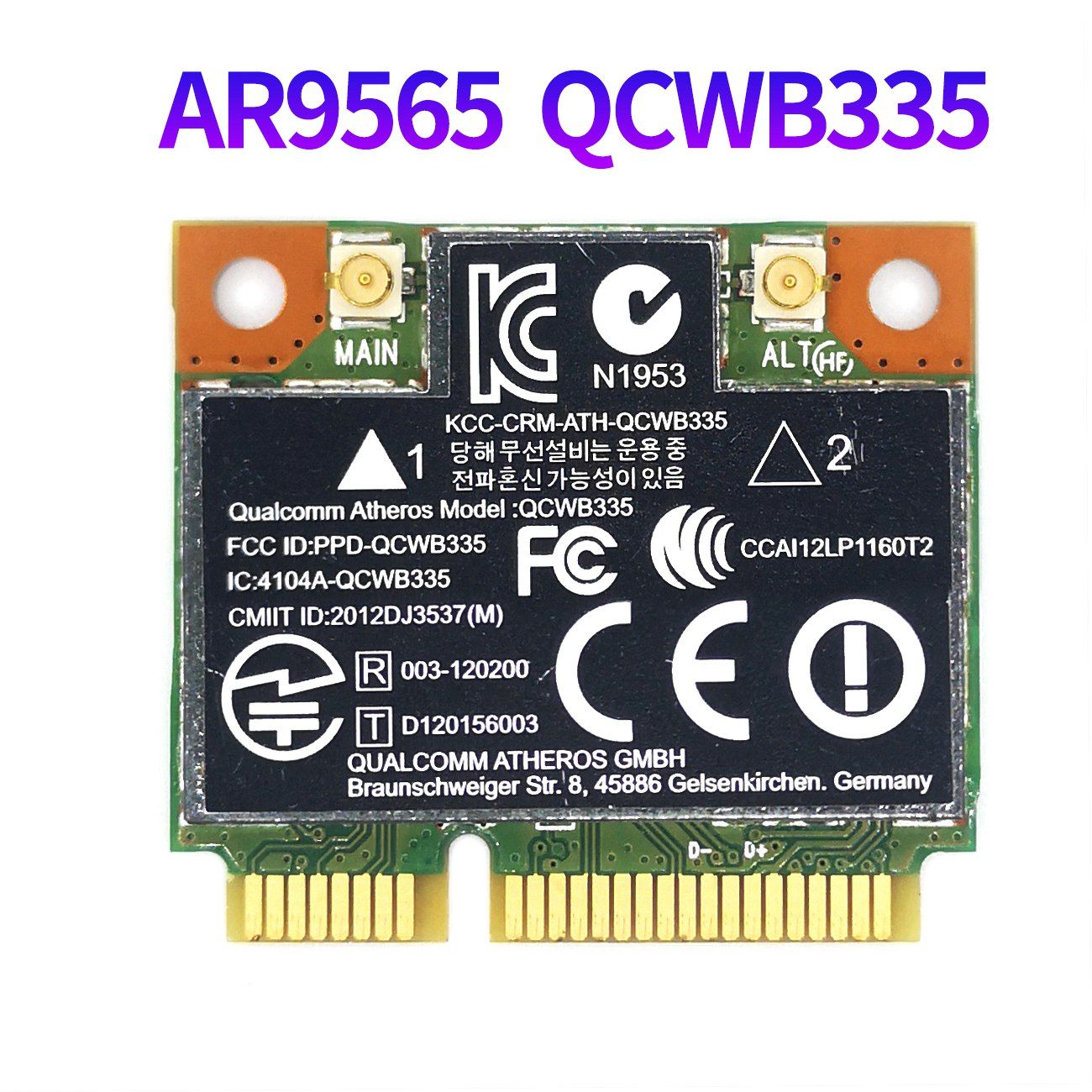 Carte WiFi AR9565 QCWB335 Mini PCIE Bluetooth 4.0 150 Mbps 2... - 2