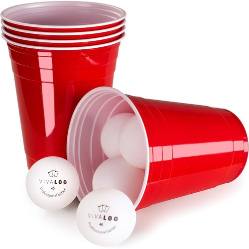SHIBA-- Beer Pong - Gobelets Rouges Américain (x50) - Gobelet En Plastique Réutilisable - Red Cup - Gobelet Beer Pong - Fête - Lav[1