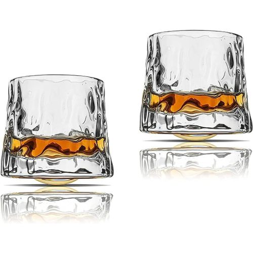 Shiba-Lot De 2 Verres À Whisky Rotatifs De Décompression ¿ Style Bar À L'ancienne Pour Rhum Bourbon Scotch (Texture Martelée, 180 [5