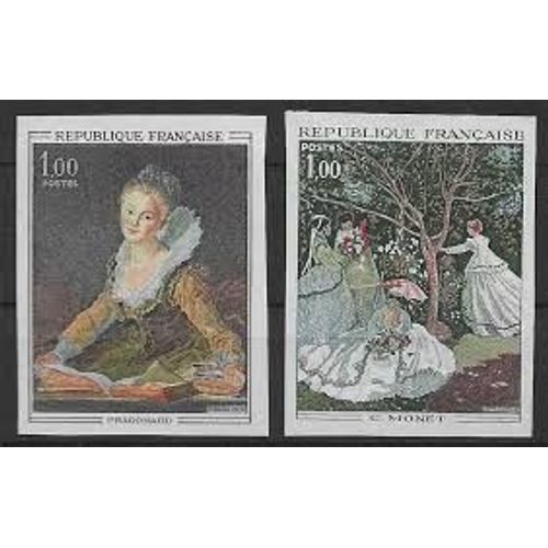 Art : Oeuvres De Fragonard Et Claude Monet La Paire Année 1972 N° 1702 1703 Yvert Et Teller Luxe