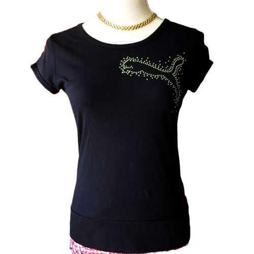 T-Shirt Puma Taille 36 Noir Motif Puma Doré Tbe
