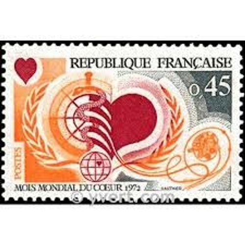 Mois Mondial Du Coeur Année 1972 N° 1711 Yvert Et Tellier Luxe