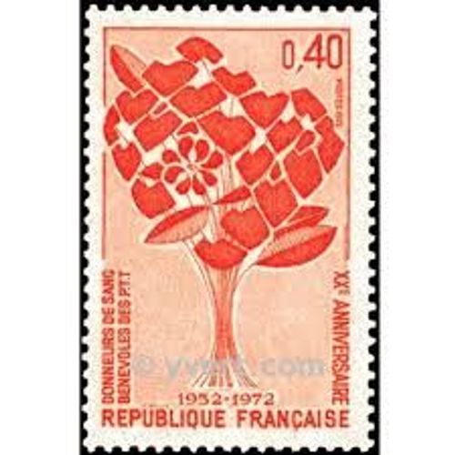 20ème Anniversaire Des Donneurs De Sang Bénévoles Des P.T.T. Année 1972 N° 1716 Yvert Et Tellier Luxe