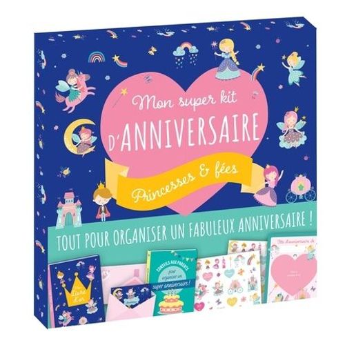 Mon Super Kit D'anniversaire Princesses & Fées - Avec 1 Livre D'or, 1 Livret Pour Les Parents, 15 Cartons D'invitation, 15 Enveloppes, 1 Planche De Stickers, 7 Accessoires Photobooth Et 1...