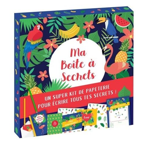 Ma Boîte À Secrets Jungle - Un Super Kit De Papeterie Pour Écrire Tous Tes Secrets ! Avec 1 Journal Intime, 1 Carnet De Notes, 6 Cartes Postales, 6 Enveloppes, 2 Crayons, 1 Poster Et 1...