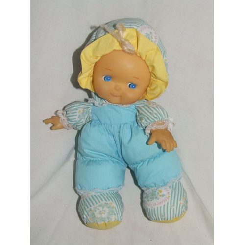 Poupee Nicotoy Tissu Chiffon Bleu Jaune Fleurs