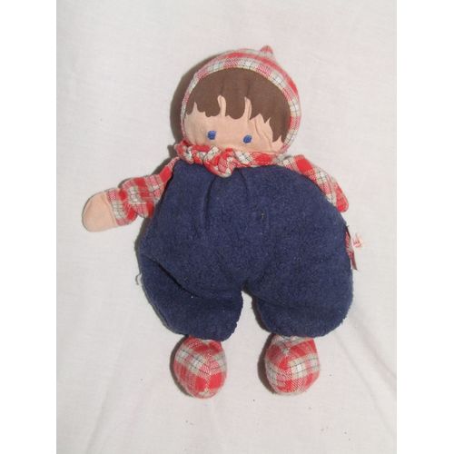Poupee Kathe Kruse Bleu Rouge Carreaux Tissu Chiffon 23 Cm