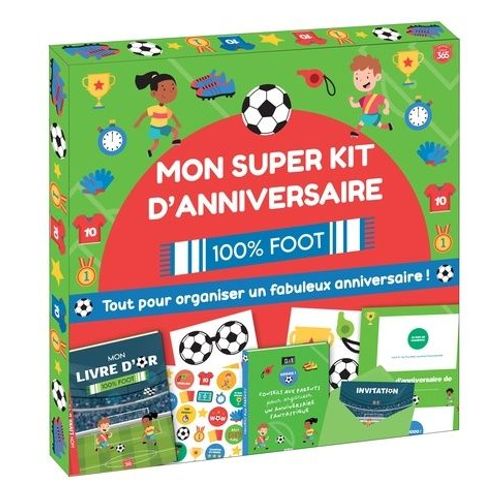 Mon Super Kit D'anniversaire 100% Foot - Avec 1 Super Livre D'or, 1 Livret Pour Tes Parents, 15 Cartons D'invitation Avec Leurs Enveloppes, 1 Planche De Stickers, 6 Accessoires Photobooth Et...