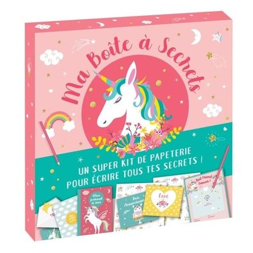 Ma Boîte À Secrets Licornes - Un Super Kit De Papeterie Pour Écrire Tous Tes Secrets ! Avec 1 Super Journal Intime, 1 Adorable Carnet De Notes, 6 Cartes Postales, 6 Enveloppes Décorées, 2...