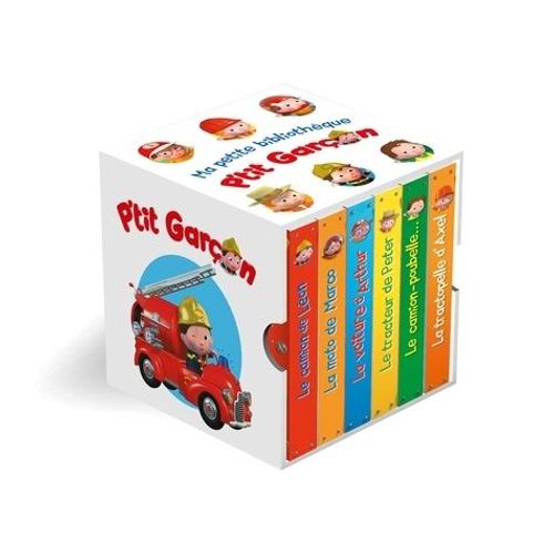 P'tit Garçon - Ma Petite Bibliothèque - Coffret Avec 6 Livres : Le Camion De Léon - La Moto De Marco - La Voiture D'arthur - Le Tracteur De Peter - Le Camion-Poubelle De Marcel - La...