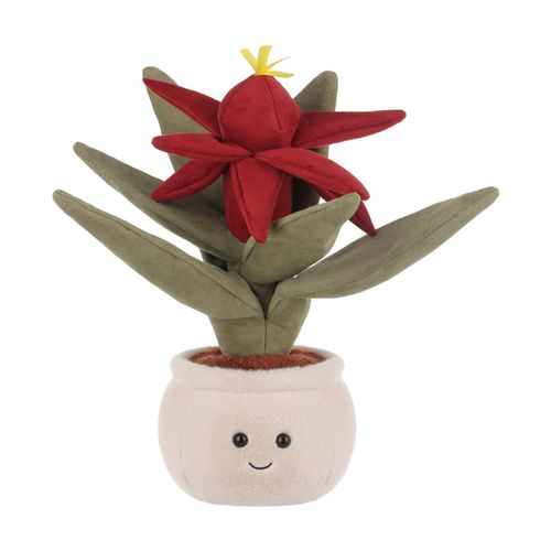 Apricot Lamb Fleur Plante Rouge Vriesea Plante Broméliacée Animaux en Peluche pour Enfants Doudou Mignon pour Bébé Fille et Garçons Moelleux Plante Fleur avec Chance Chinois Vert 31 cm