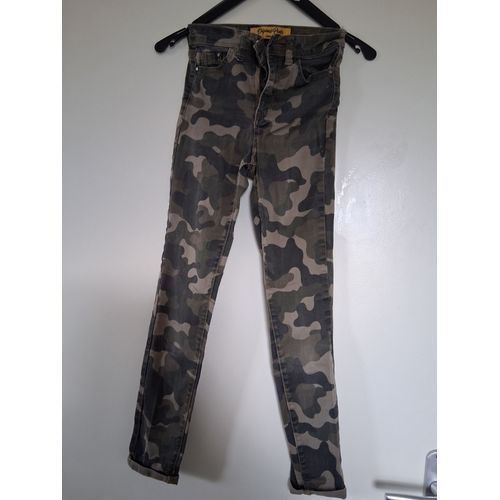 Pantalon Skinny Imprimé Militaire Kaki &#34t-32&#34 Jennyfer &#34femme